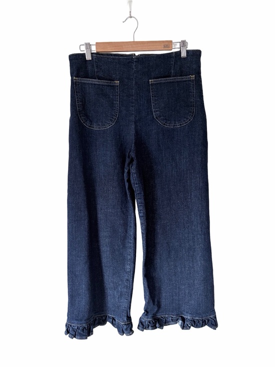 Maeve Denim - Maeve The Collette Anthropologie Ruffle Hem High Rise Wide Leg Crop Jeans 31